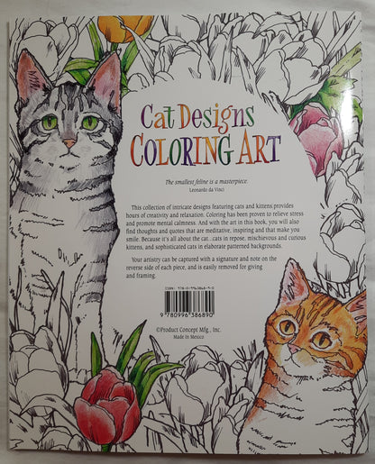 Coloring Book Cat Designs Coloring Art (New, 2015, Pbk, 24 pages, Product Concept)