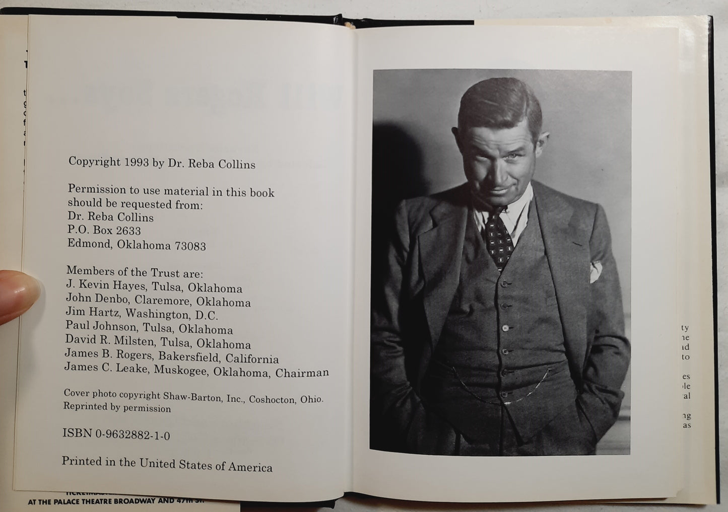 Will Rogers Says...The Will Rogers Follies Special Edition edited by Reba Collins (Very good, HC, 1993, Neighbors and Quaid, Inc. 86 pages)