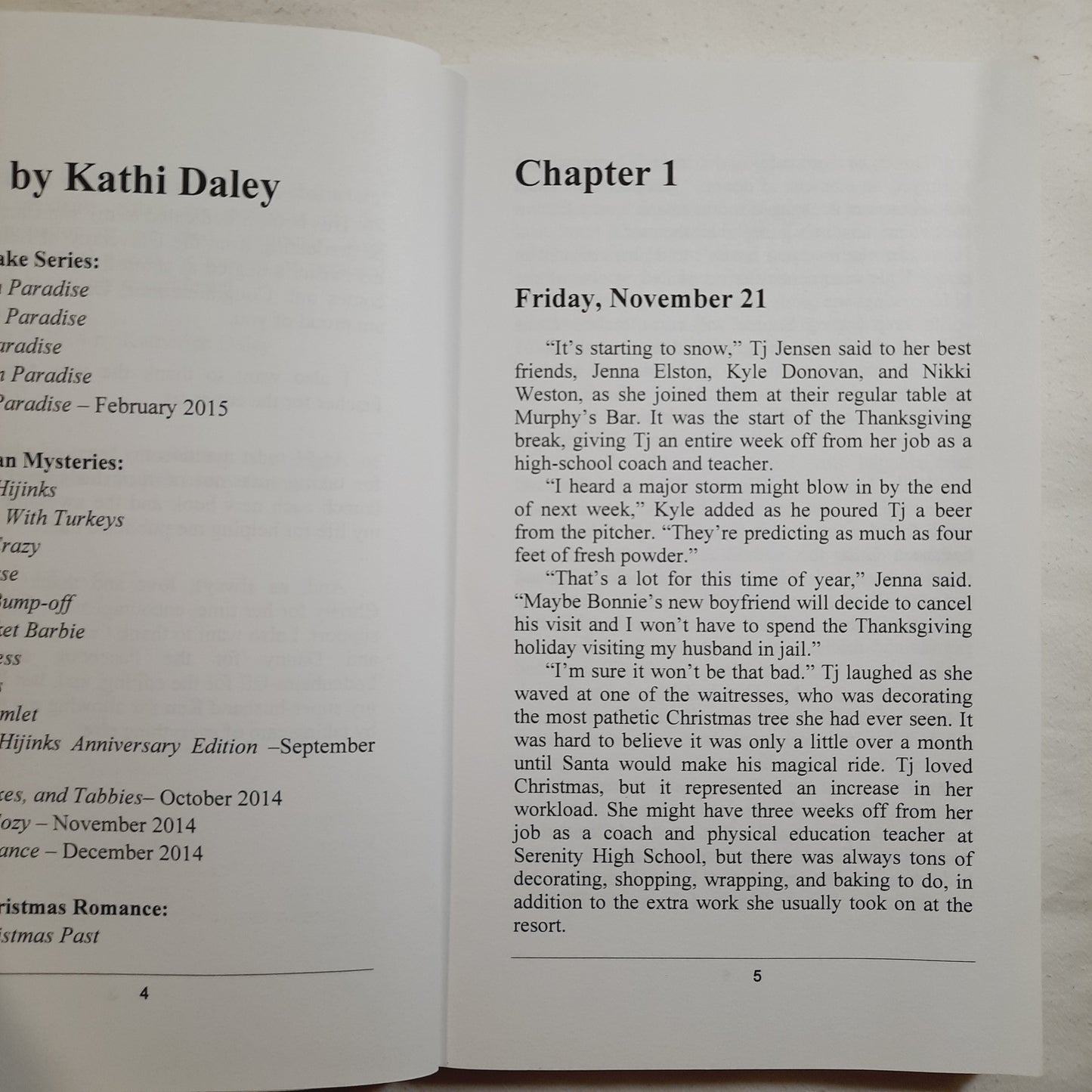 Christmas in Paradise #4 by Kathi Daley (A TJ Jensen Paradise Lake Mystery, Very good, 2014, Pbk, 237 pages)