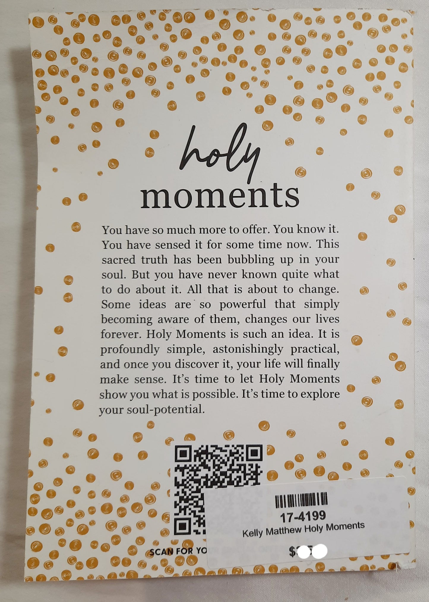 Holy Moments by Matthew Kelly (Very good, 2022, Pbk, 116 pages, Blue Sparrow)