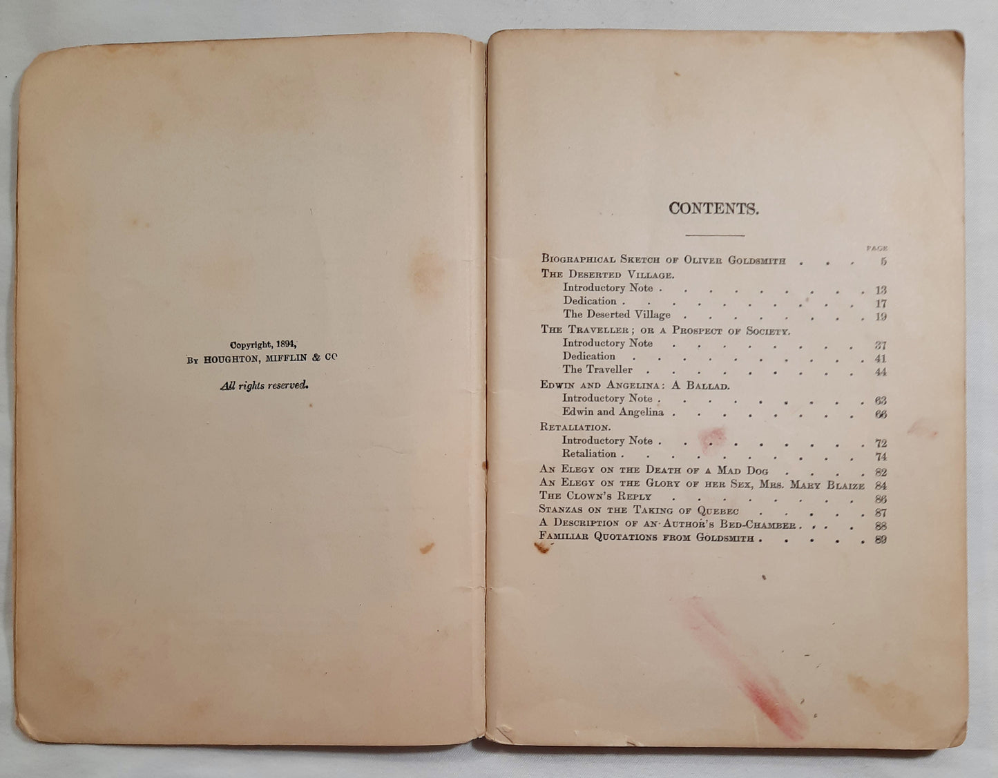 Riverside Literature Series: The Deserted Village, The Traveler and Other Poems by Oliver Goldsmith (Good, 1894, Pbk, 96 pages)