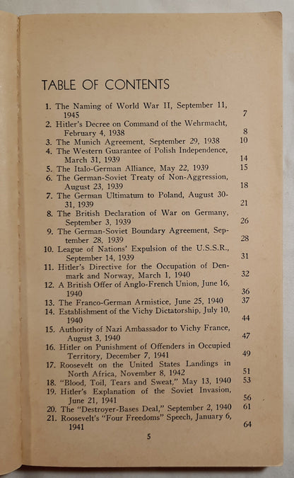 Historic Documents of World War II by Walter C. Langsam (Good, 1958, Pbk, 192 pages, D. Van Nostrand)