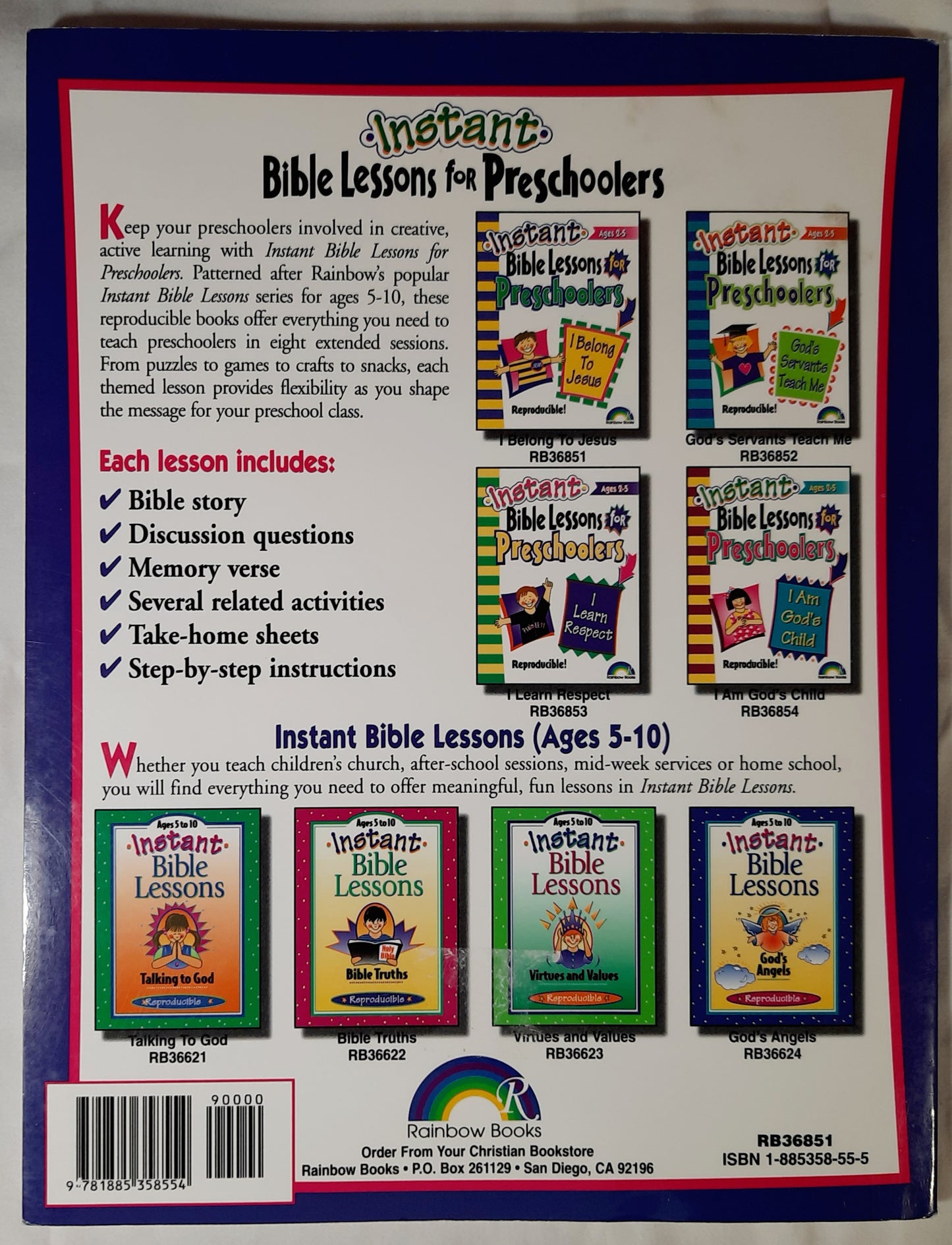 Instant Bible Lessons for Preschoolers by Pamela J. Kuhn (Reproducible, Very good, 2002, Pbk, 96 pages, Rainbow Books)