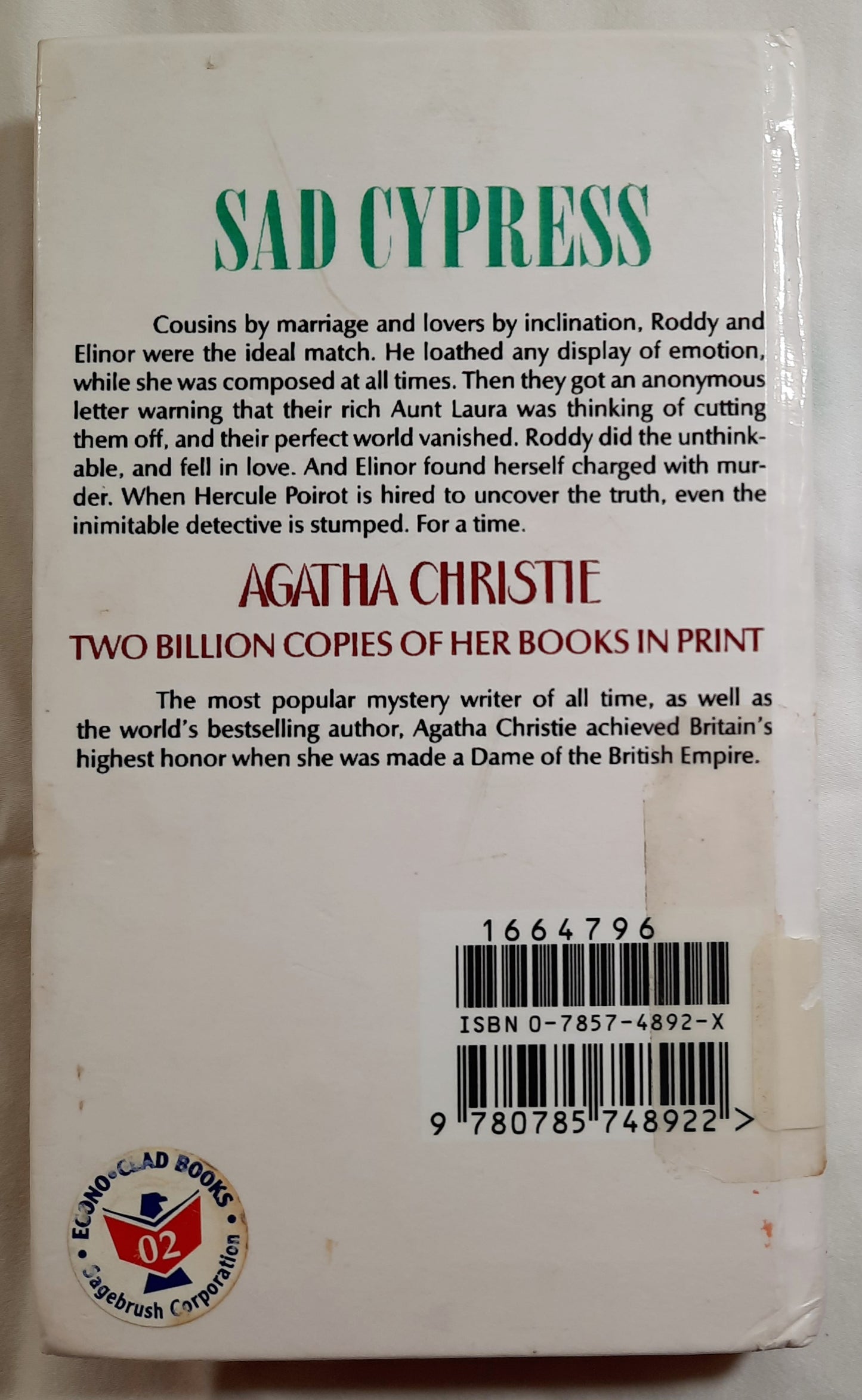 Sad Cypress by Agatha Christie (Hercule Poirot, 1984, Very good, HC, 229 pages, Berkley Books)