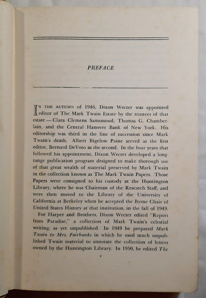 Sam Clemens of Hannibal by Dixon Wecter (Good, 1952, HC, 335 pages, Houghton Mifflin)