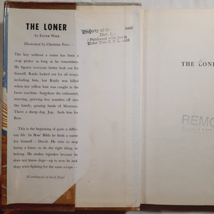 The Loner by Ester Wier (Good, 1965, HC, 153 pages, David McKay Company, Inc.)