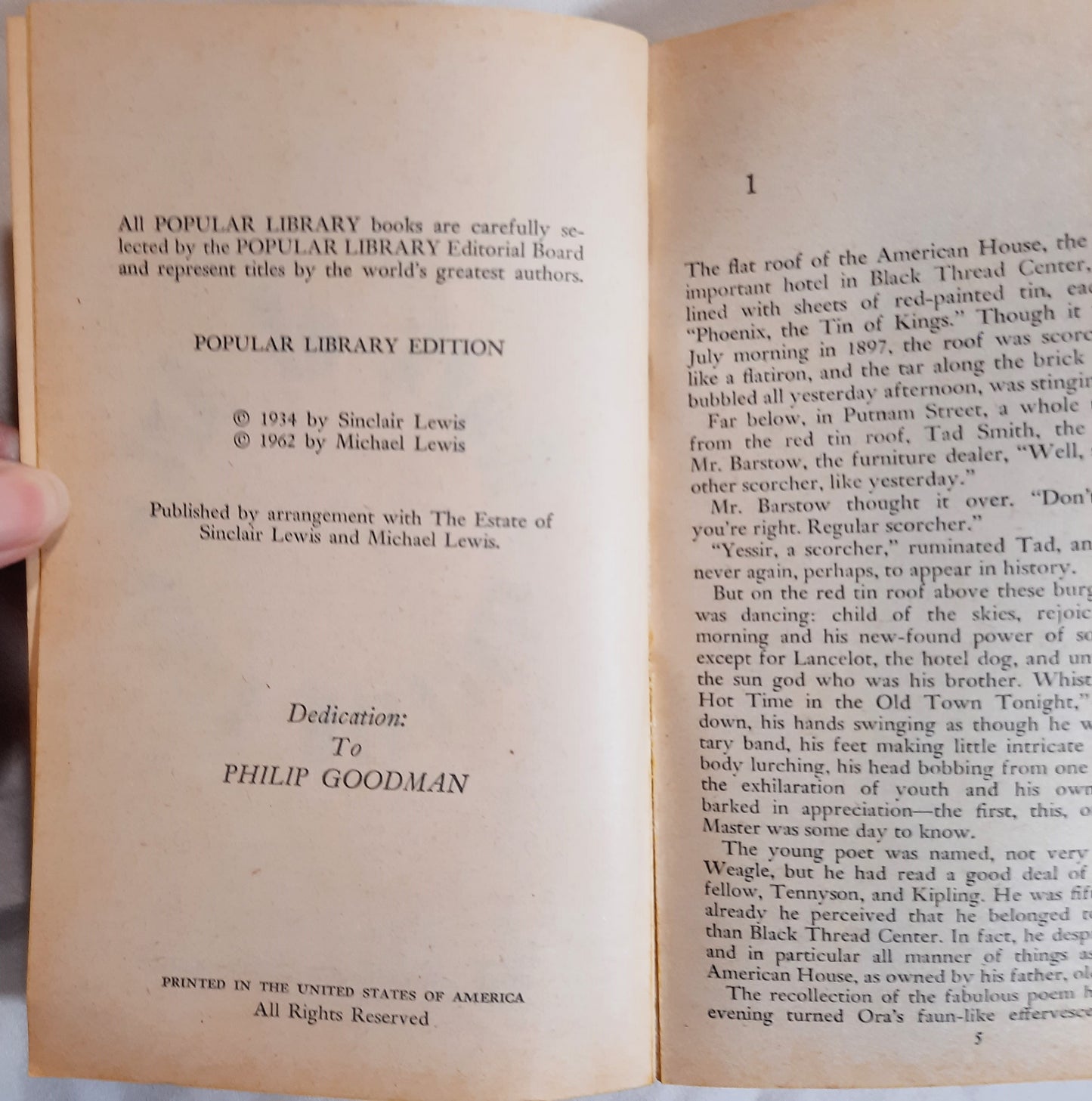 Work of Art by Sinclair Lewis (Good, 1962, Pbk, 320 pages, Popular Library)