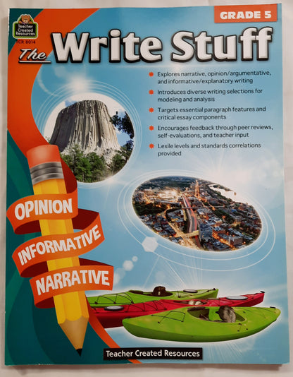 The Write Stuff Grade 5 workbook by Traice Heskett (Teacher Created Resources, New, 2017, PBK, 160 pages)