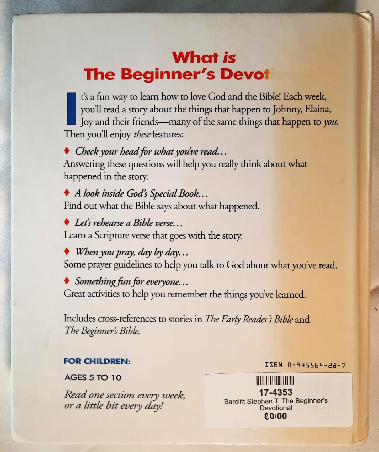 The Beginner's Devotional by Stephen T. Barclift (Good, 1991, HC, Gold 'n' Honey Books, 376 pages)