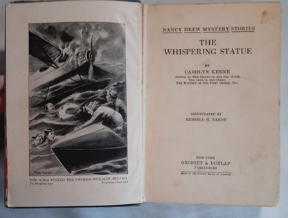 The Whispering Statue by Carolyn Keene (Good, 1937, HC, 217 pages, Grosset & Dunlap)