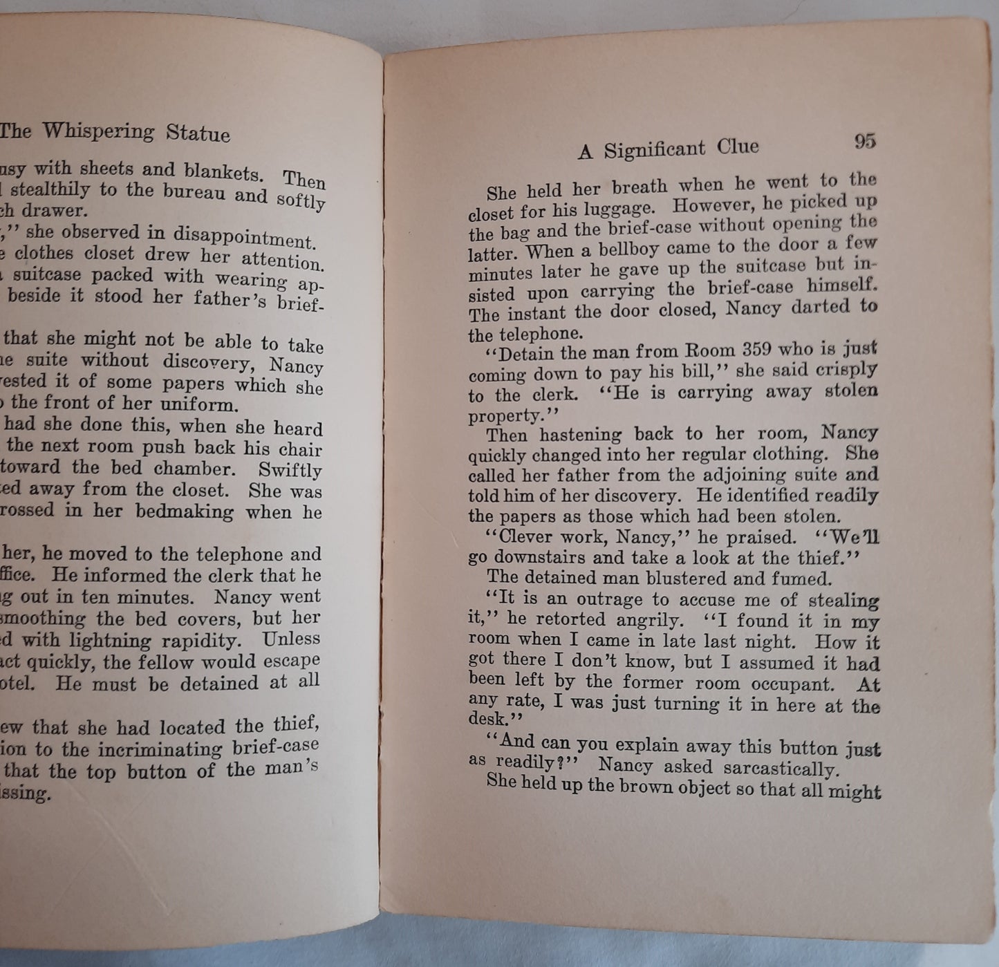 The Whispering Statue by Carolyn Keene (Good, 1937, HC, 217 pages, Grosset & Dunlap)