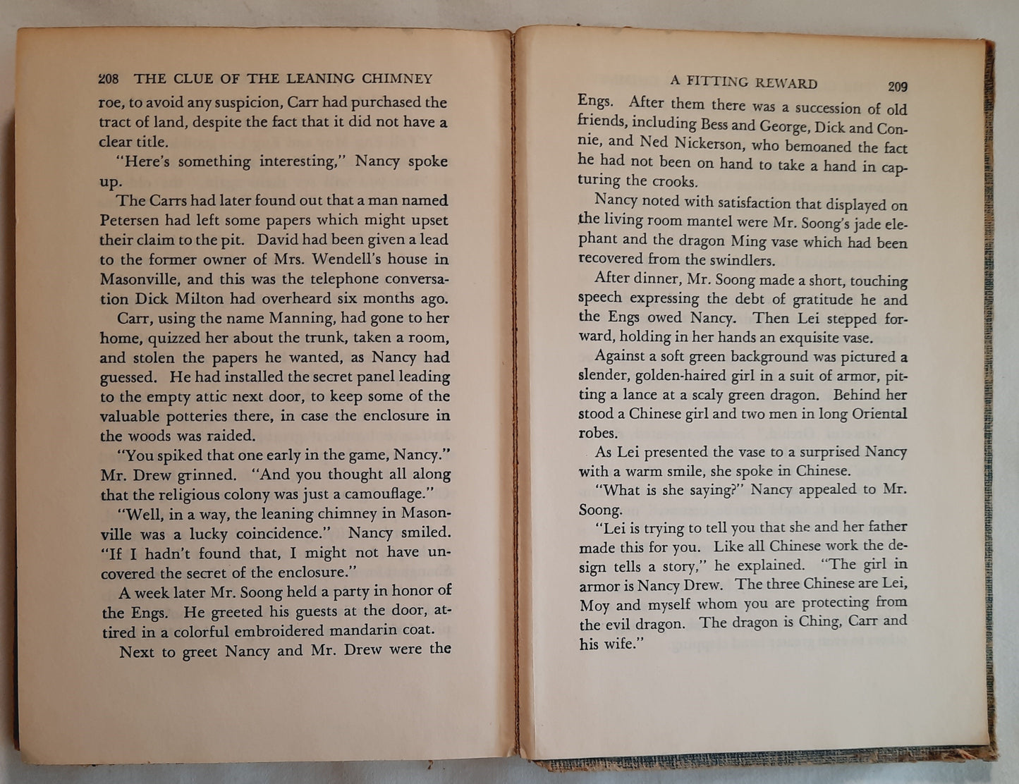 The Clue of the Leaning Chimney by Carolyn Keene (Good, 1949, HC, 212 pages, Grosset & Dunlap)