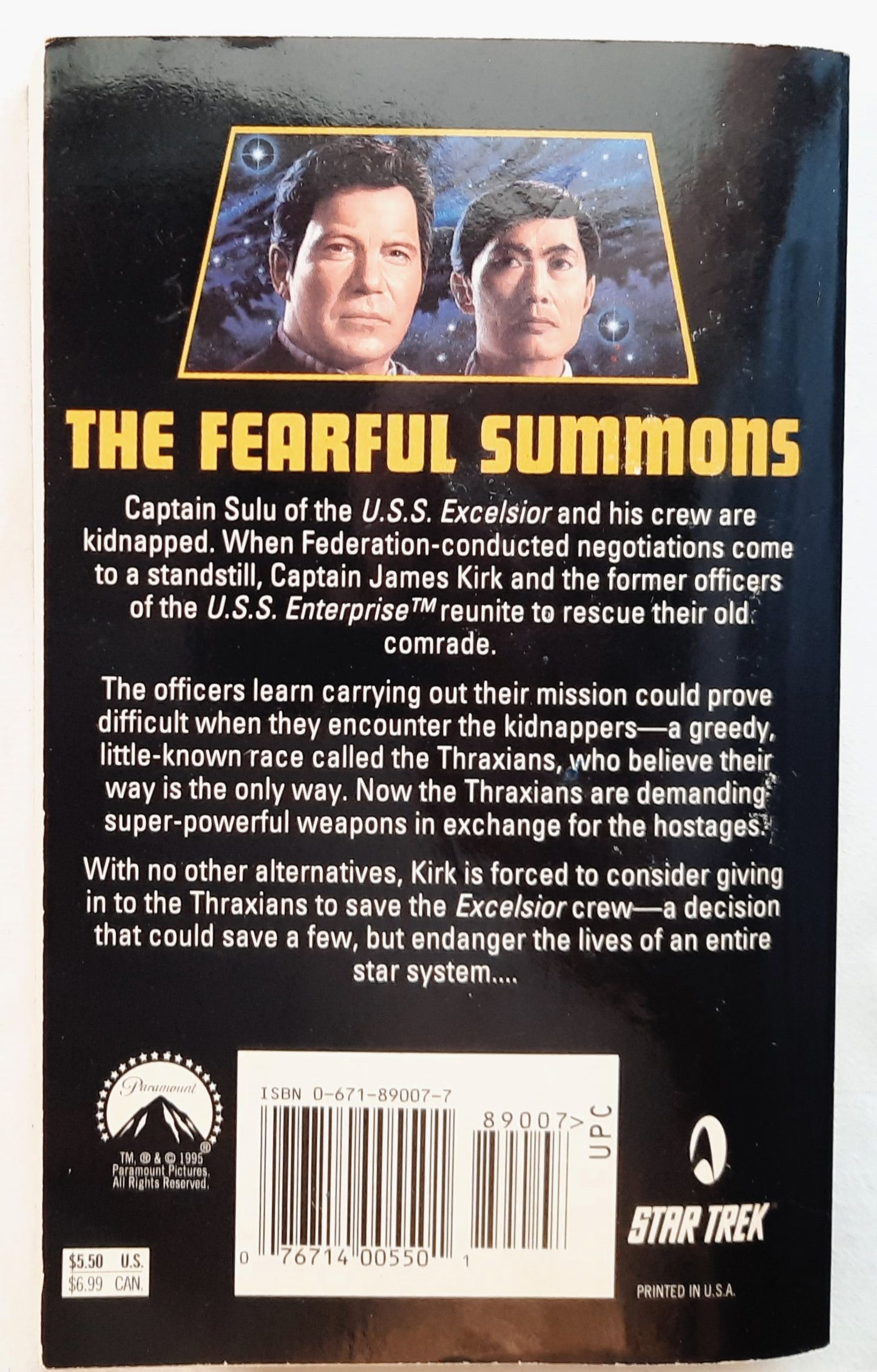 Star Trek: The Fearful Summons by Denny Martin Flinn (Very good, 1995, Pbk, 273 pages, Pocket Books)