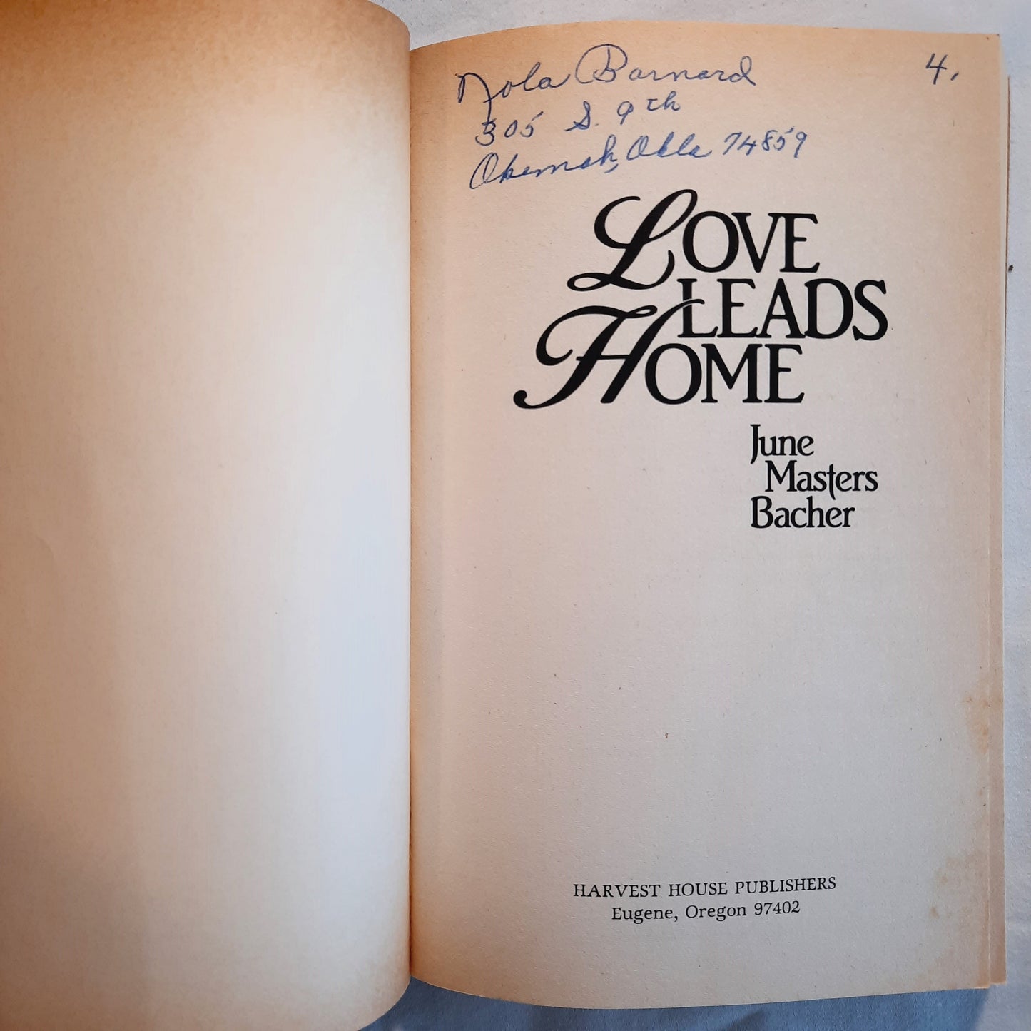 Love Leads Home #4 by June Masters Bacher (Good, 1984, Pbk, 191 pages, Harvest House)