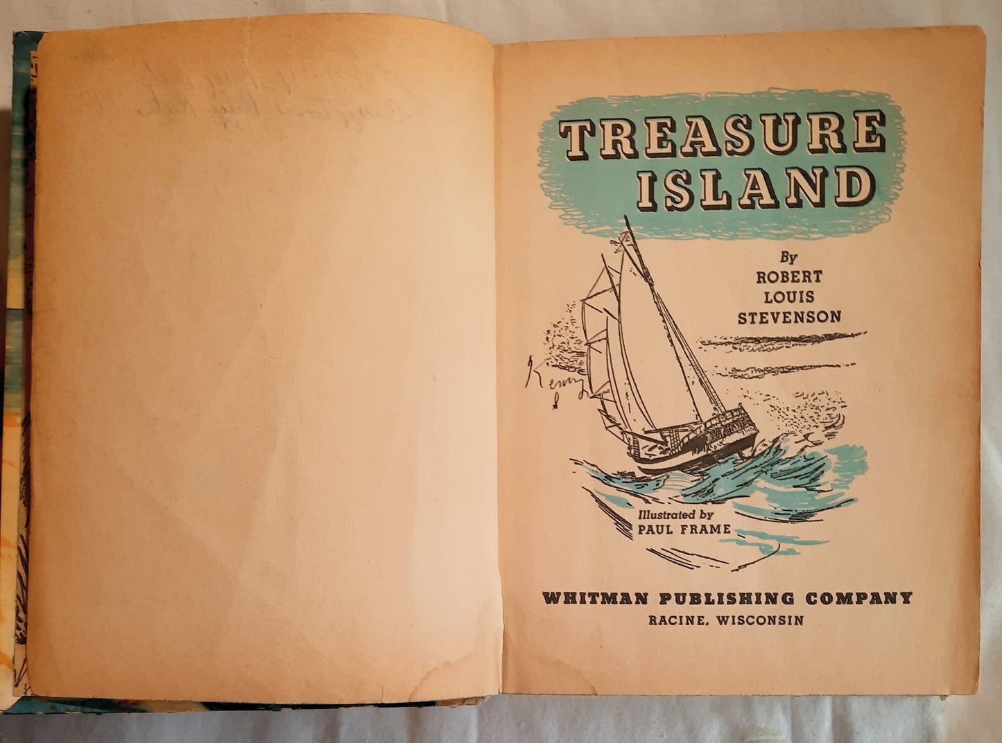 Treasure Island by Robert Louis Stevenson (Acceptable, 1955, HC, 283 pages, Whitman Publishing)