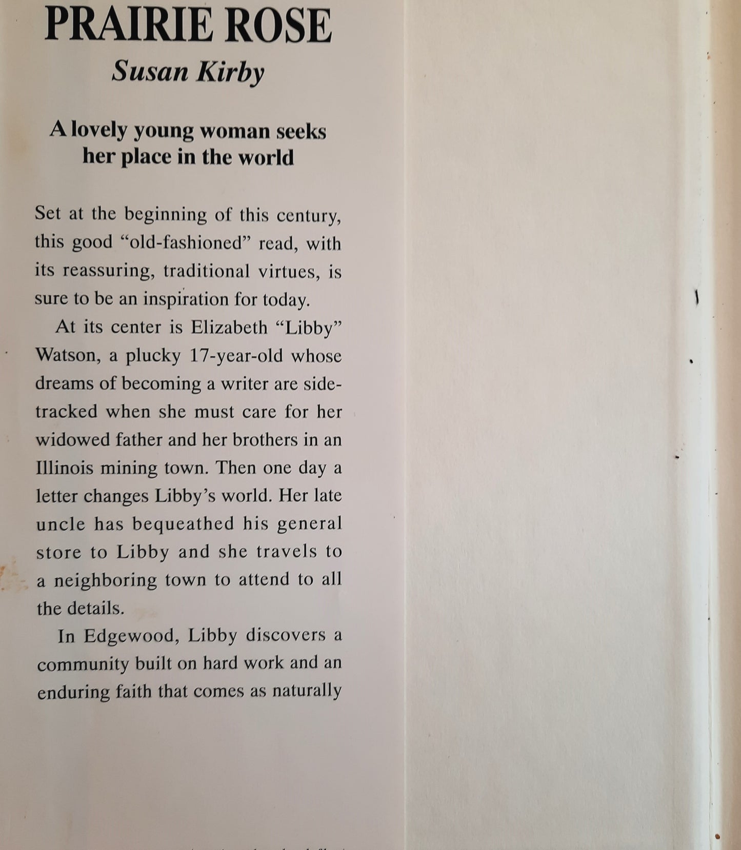 Prairie Rose by Susan Kirby (Good, 1997, HC, 357 pages, Avon Books)