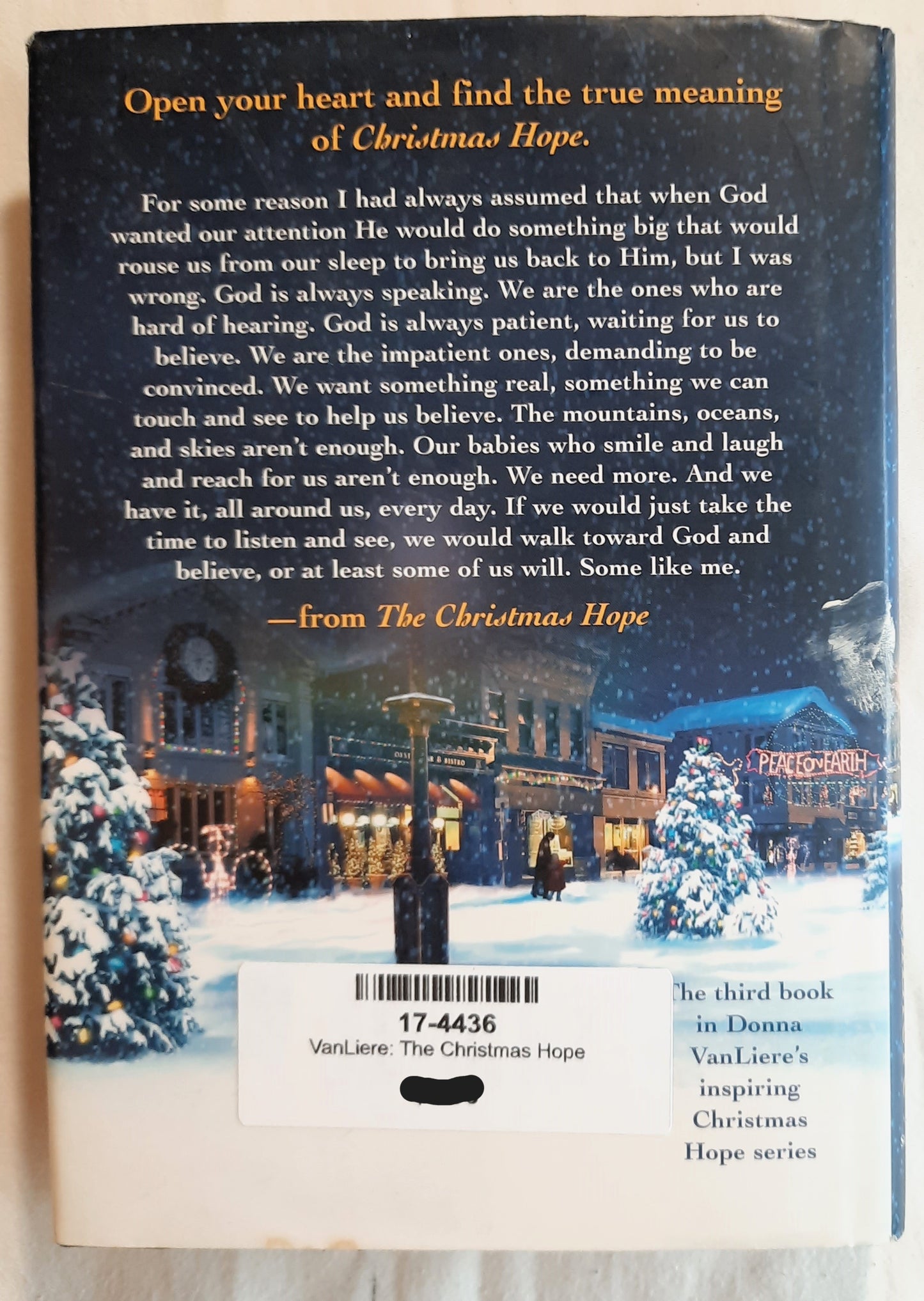 The Christmas Hope #3 by Donna VanLiere (Christmas Hope series, Very Good, 2005, HC, 213 pages, St. Martin's Press)