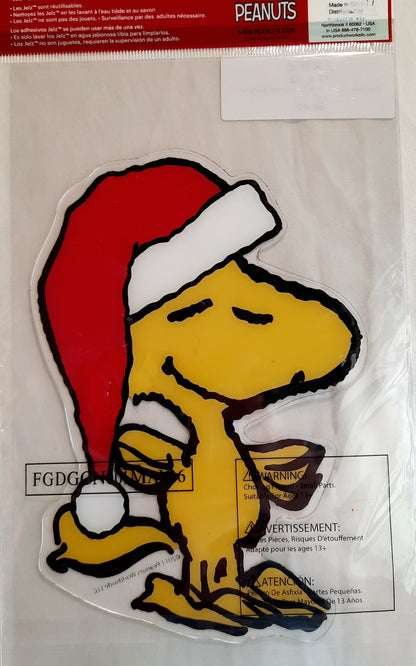 Peanuts Woodstock Christmas Gel Window Cling NEW in Package, Repositionable