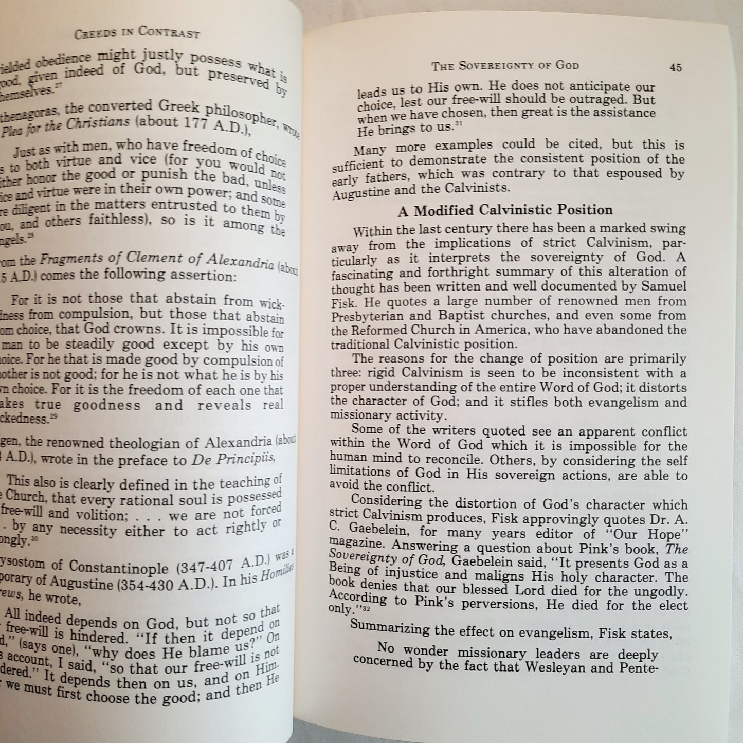 Creeds in Contrast: A Study in Calvinism and Arminianism by Dale Yocum (Very good, 1985, Pbk, 228 pages, Schmul Publishing Co.)