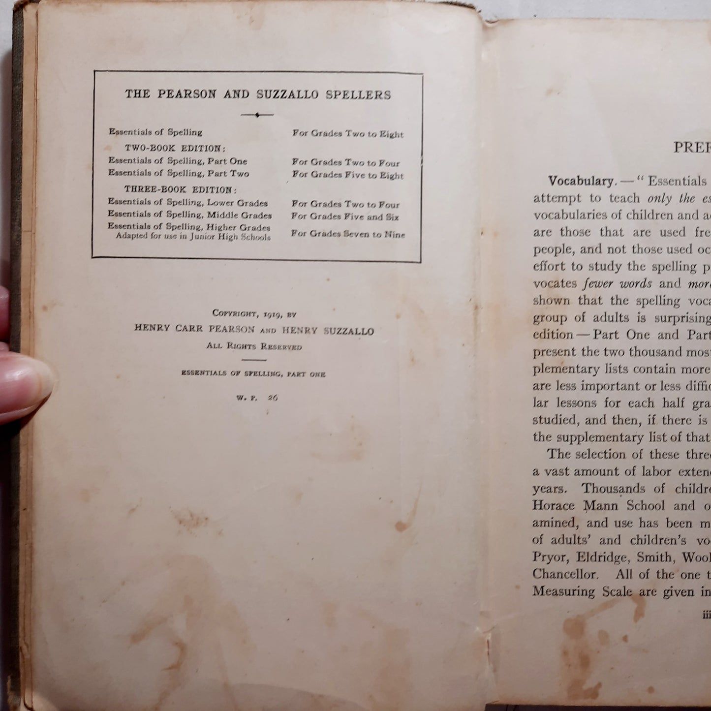 Essentials of Spelling by Henry Carr Pearson; Henry Suzzallo (Acceptable, 1919, HC, 84 pages, American Book Company)