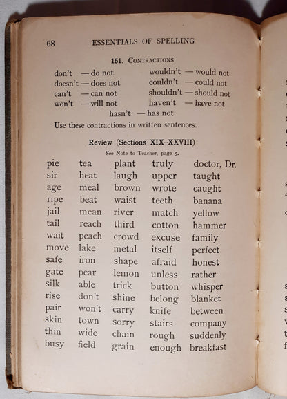 Essentials of Spelling by Henry Carr Pearson; Henry Suzzallo (Acceptable, 1919, HC, 84 pages, American Book Company)