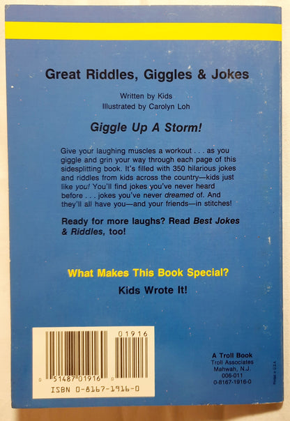 Great Riddles, Giggles & Jokes by Anna Pansini (Very good, 1990, Pbk, 48 pages, Troll Associates)