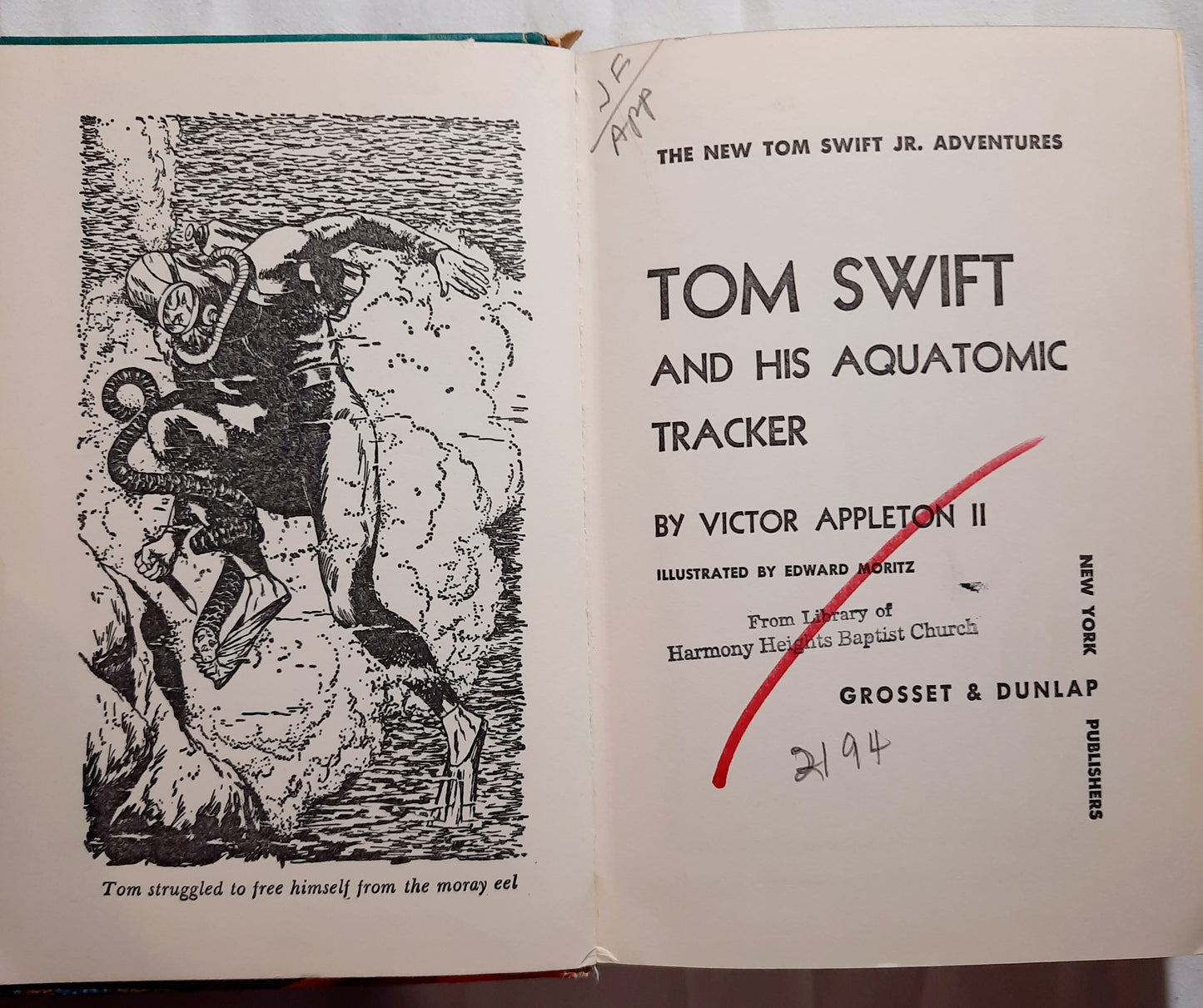 Tom Swift and His Aquatomic Tracker by Victor Appleton II (Good, 1964, HC, 178 pages, Grosset & Dunlap)