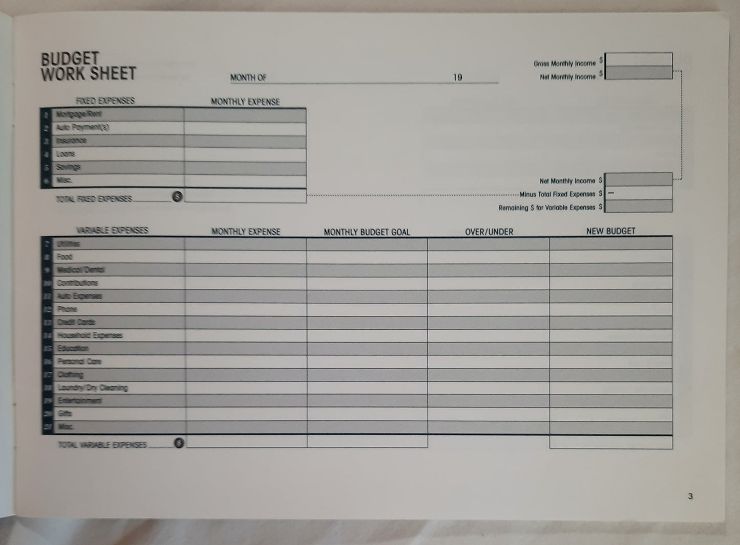 12 Month Budget Book by Current, Inc. (Very good, 1992, Pbk, 32 pages)