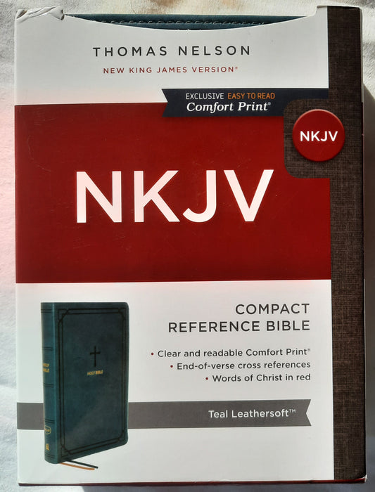 NKJV Compact Reference Bible Teal Leathersoft (New, 2020, Leathersoft, 1856 pages, Thomas Nelson)