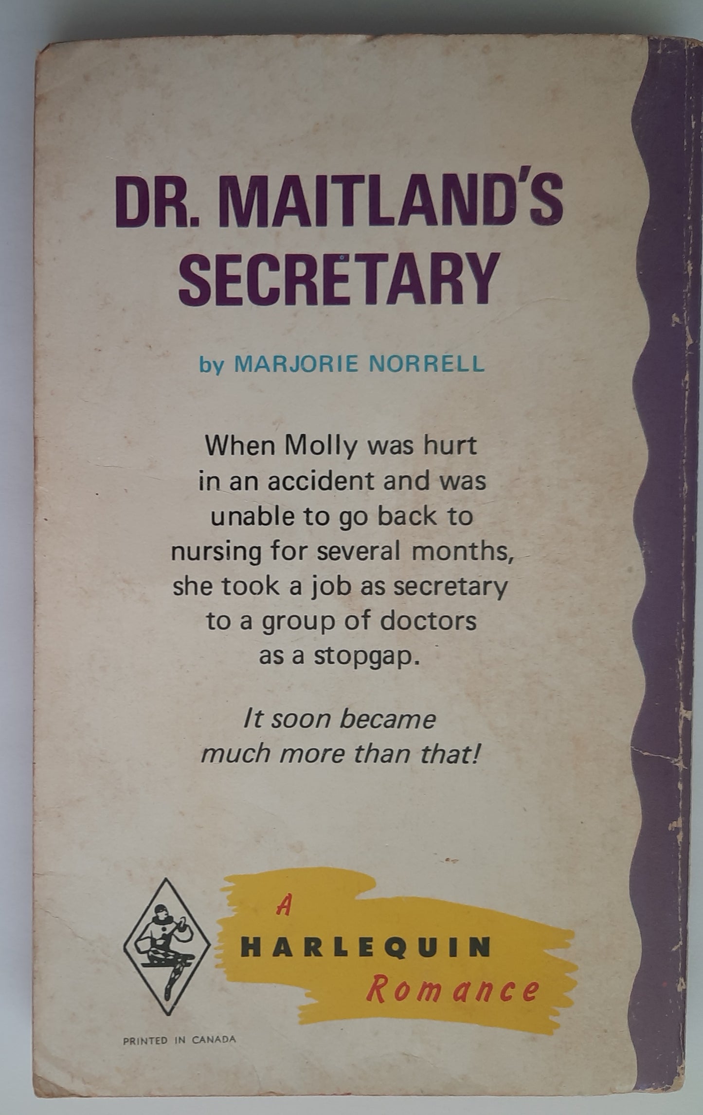 Dr. Maitland's Secretary by Marjorie Norrell (Good, 1972, Pbk, 192 pages, Harlequin Romance)