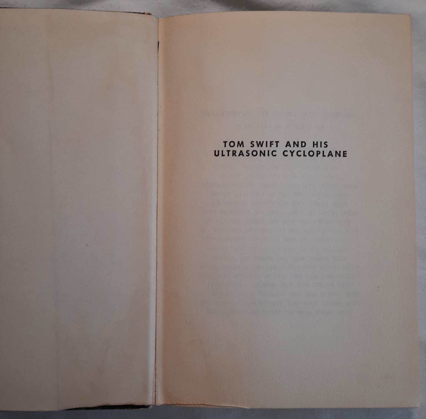 Tom Swift and His Ultrasonic Cycloplane by Victor Appleton II (Good, 1957, HC, 182 pages, Grosset & Dunlap)