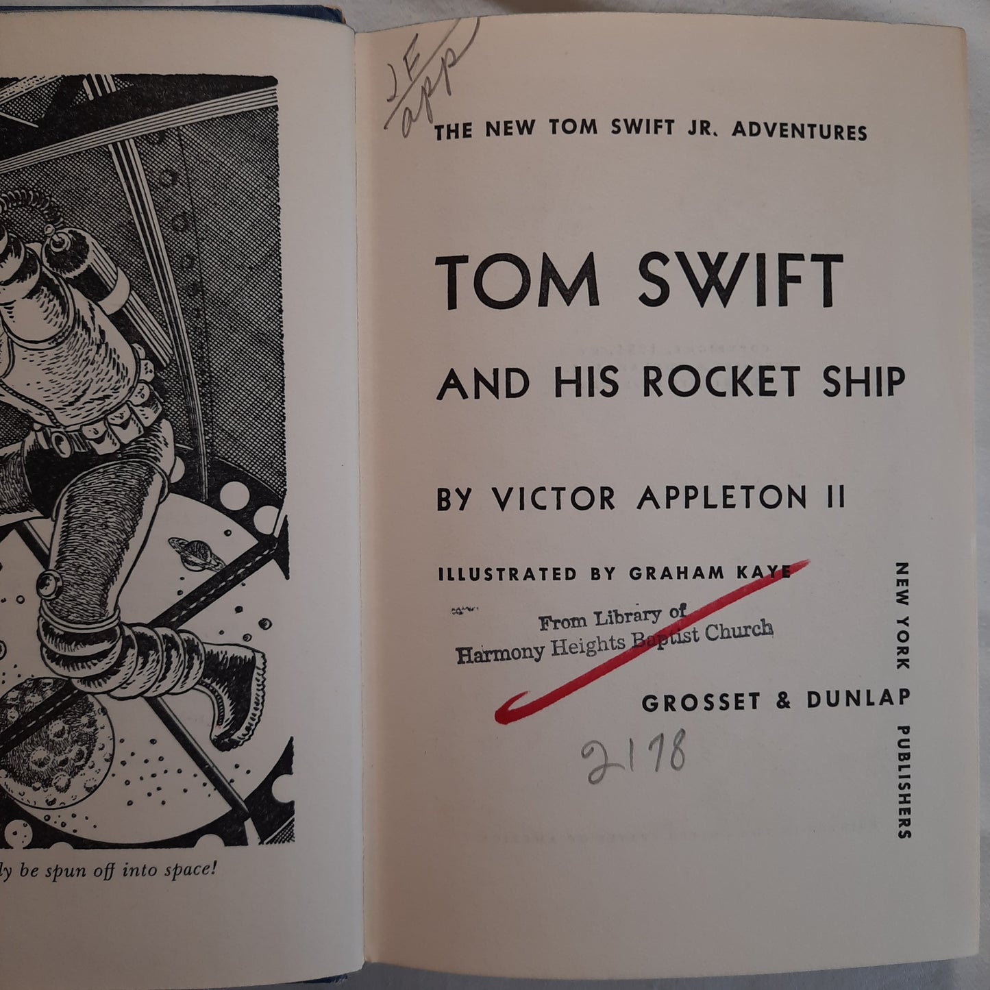 Tom Swift and His Rocket Ship by Victor Appleton II (Very Good, 1954, HC, 208 pages, Grosset & Dunlap)