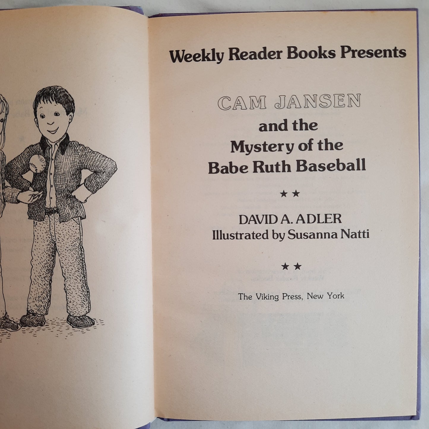 Cam Jansen and the Mystery of the Babe Ruth Baseball by David A. Adler (Good, 1982, HC, 57 pages, Weekly Reader Books)