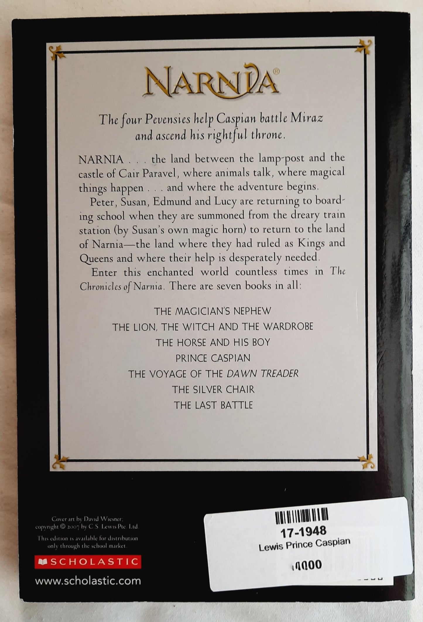 Prince Caspian #4 by C.S. Lewis (The Chronicles of Narnia, New, 2008, Pbk, 240 pgs, Scholastic)