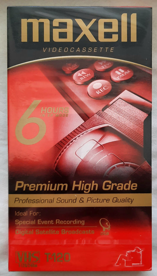 Maxell VHS Videocassette Premium High Grade T-120 (New, 6 Hours)