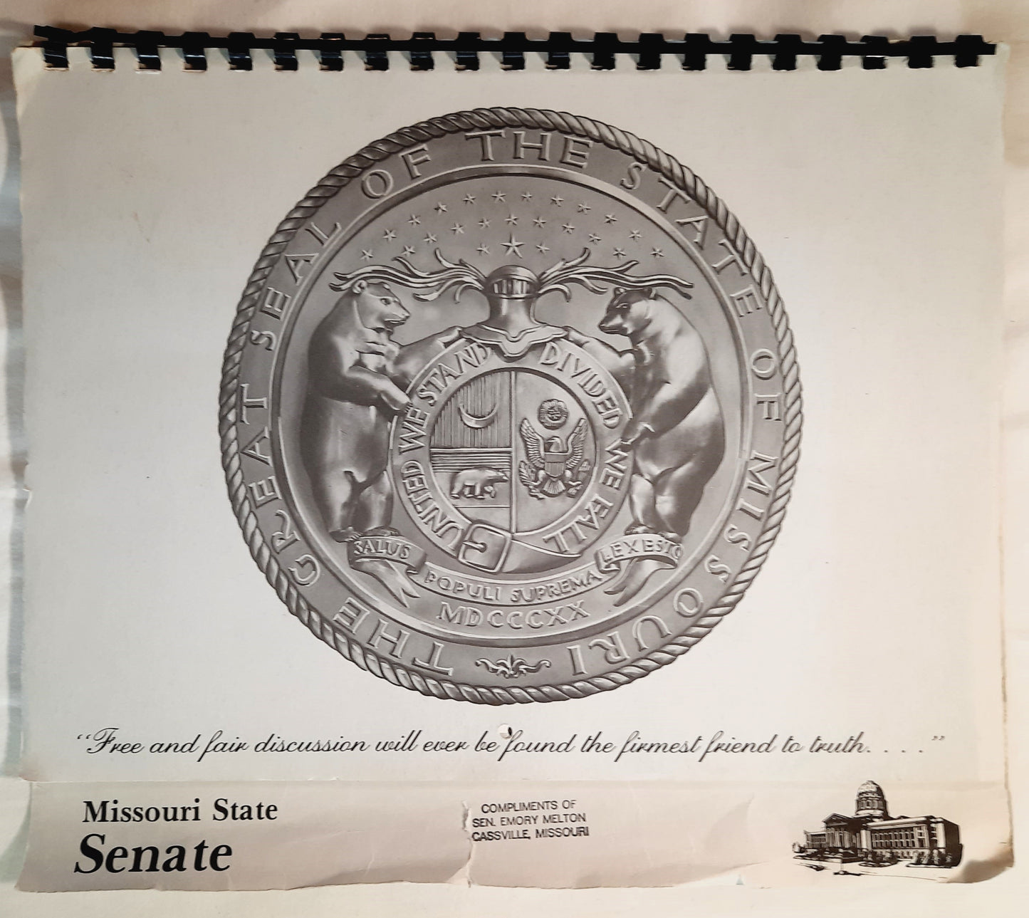 Missouri State Senate 1981 Collectible Wall Calendar (Very Good, Spiral-bound)