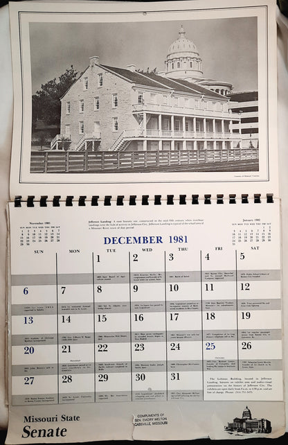 Missouri State Senate 1981 Collectible Wall Calendar (Very Good, Spiral-bound)