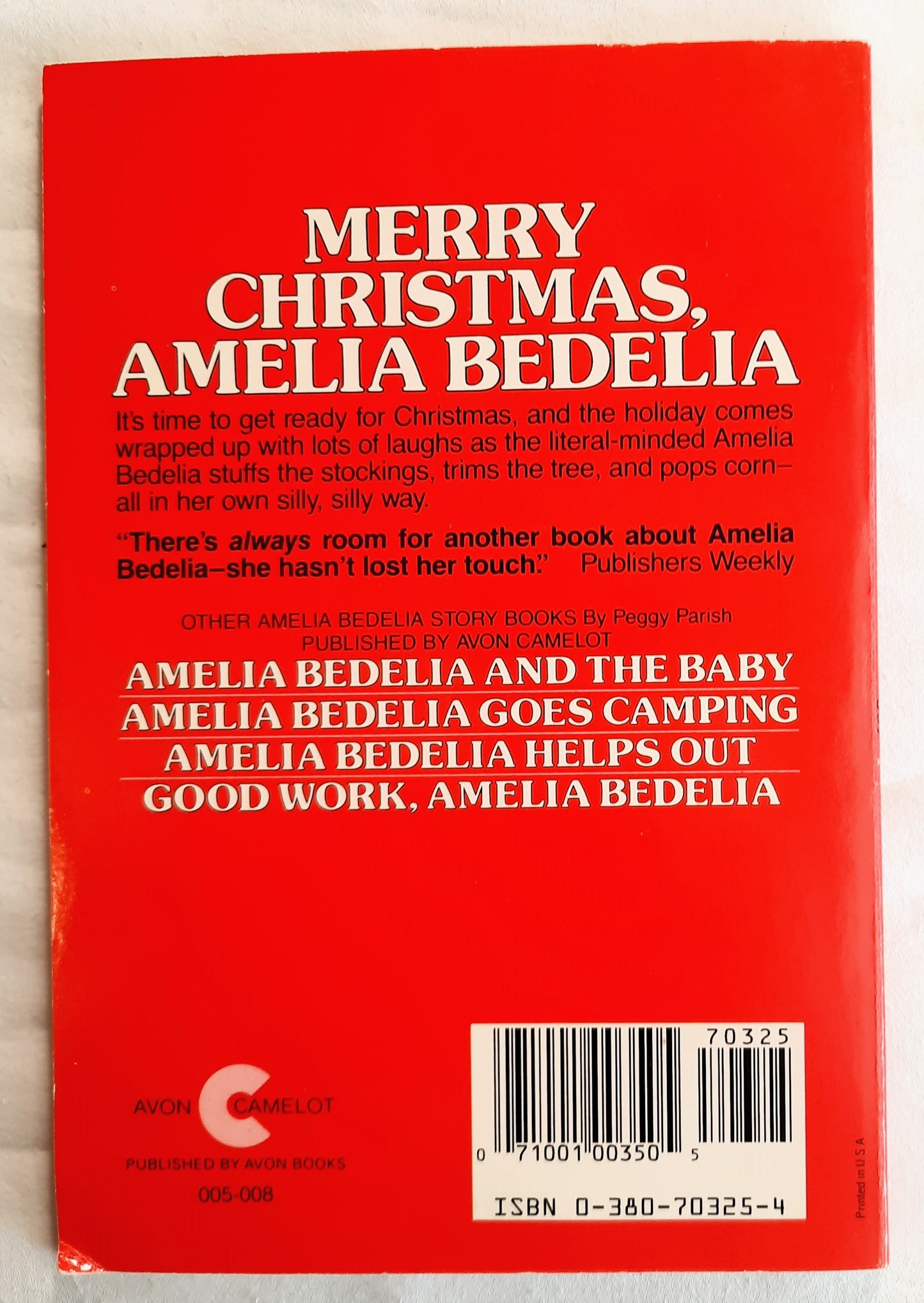 Merry Christmas, Amelia Bedelia by Peggy Parish (Very good, 1987, Pbk, 64 pages, Avon Camelot)