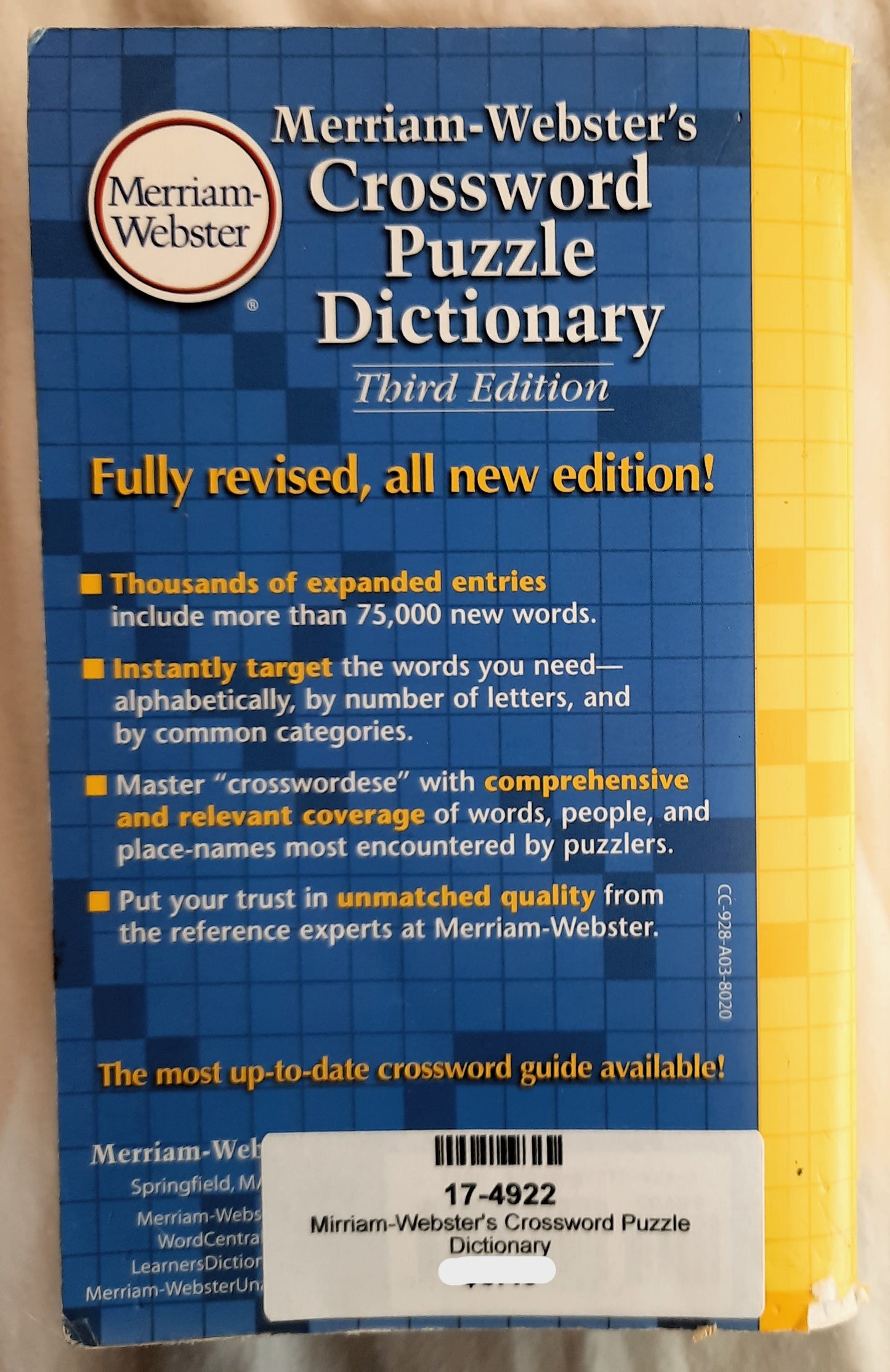 Mirriam-Webster's Crossword Puzzle Dictionary (Good, 2005, Pbk, 1387 pages, Mirriam-Webster)