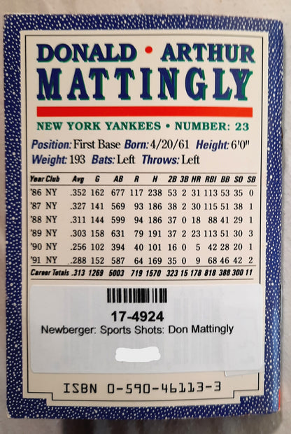 Sports Shots Collector's Book 6: Don Mattingly by Devra Newberger (Very good, 1991, Pbk, 44 pages, Scholastic)