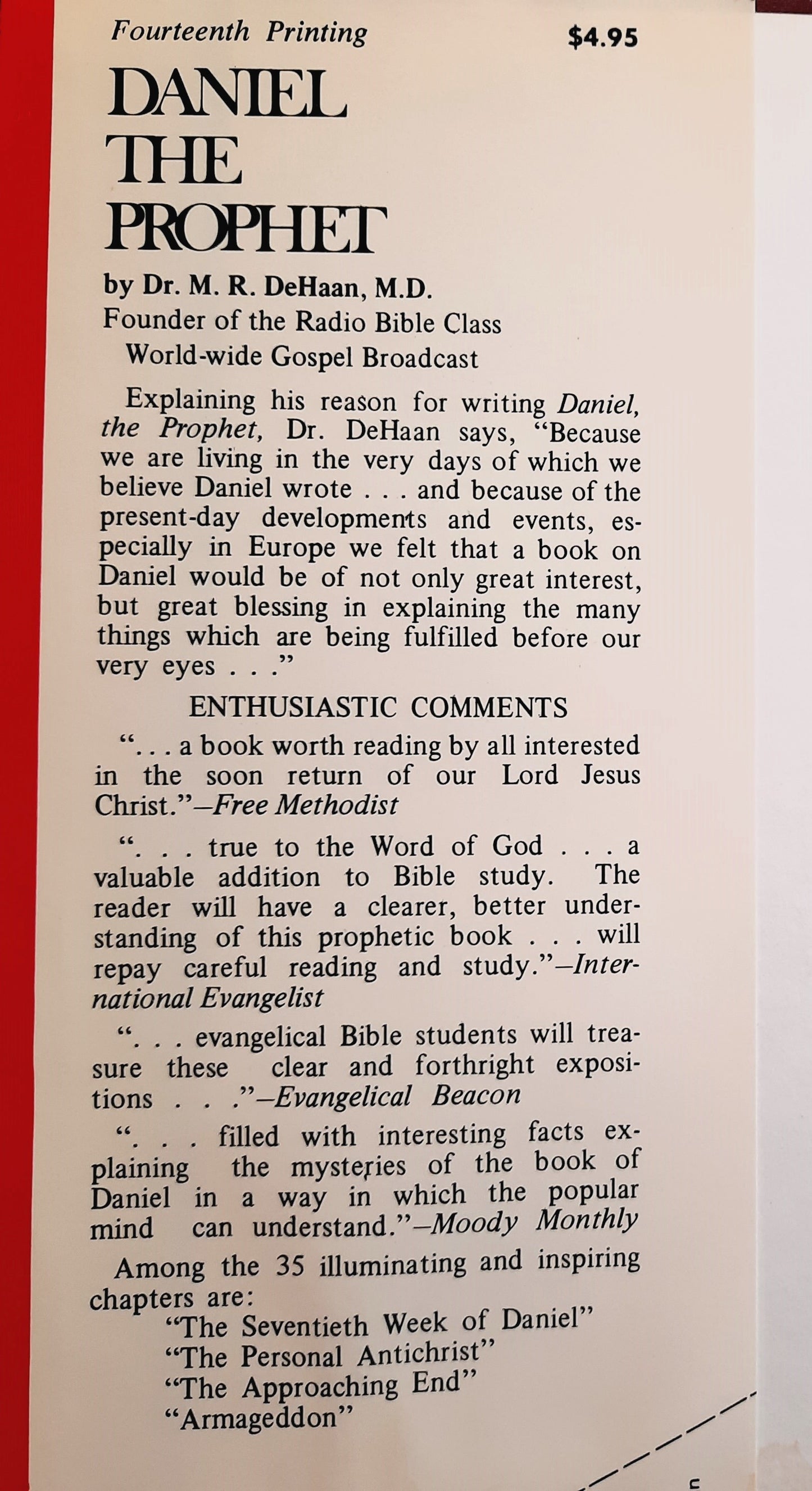 Daniel the Prophet: 35 Simple Studies in the Book of Daniel by M. R. DeHaan (Good, 1973, HC, 339 pages, Zondervan)