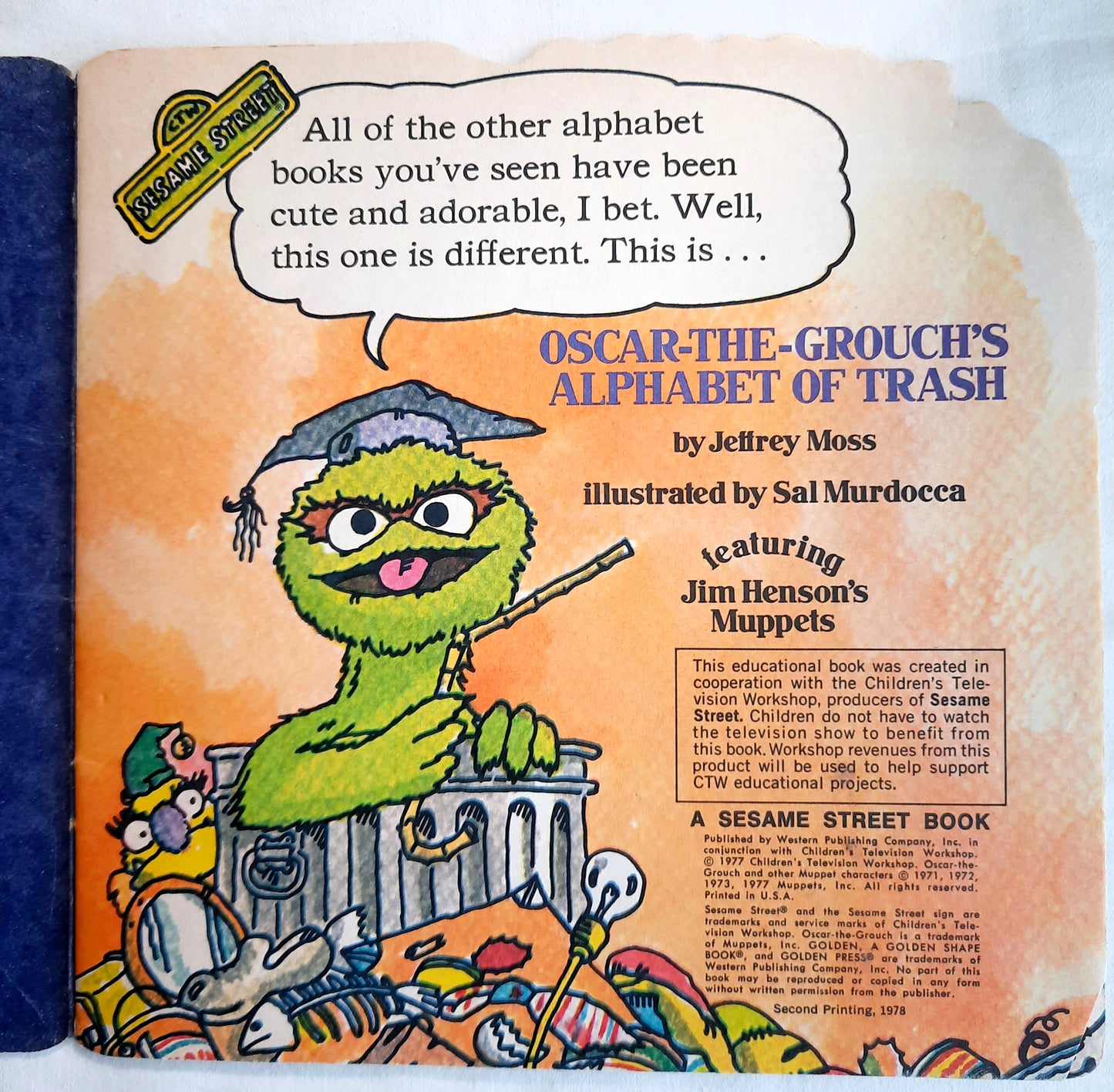 Sesame Street: Oscar-the-Grouch's Alphabet of Trash by Jeffrey Moss (Good, 1978, Pbk, 24 pages, A Golden Shape Book)