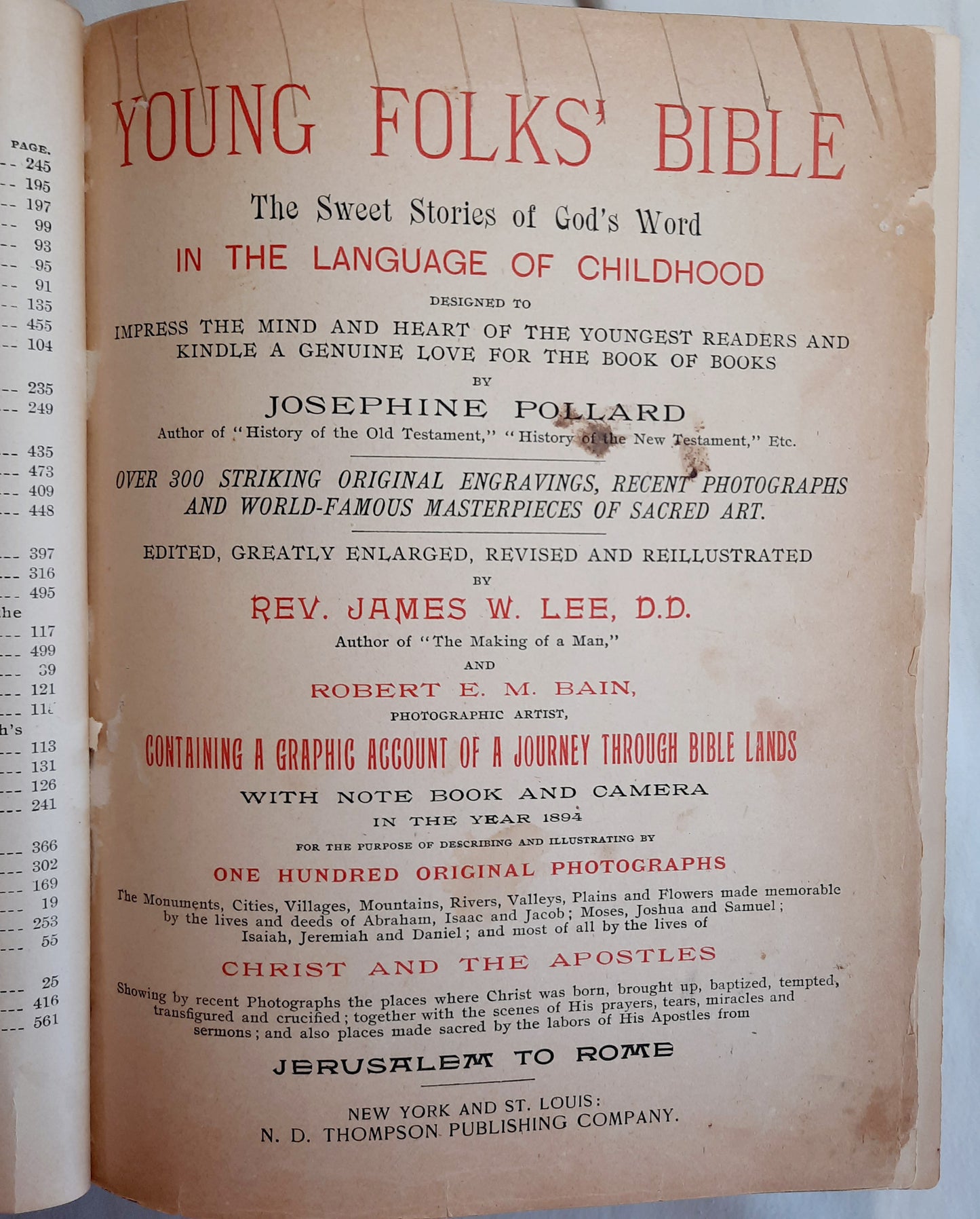 Young Folks’ Bible by Josephine Pollard; James W. Lee (Poor, 1894, N.D. Thompson Pub. Co)