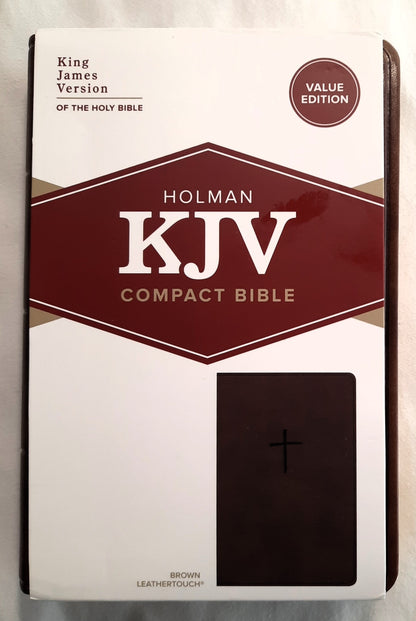 KJV Compact Value Edition Bible (New, 2019, Brown LeatherTouch, 768 pages, Holman)