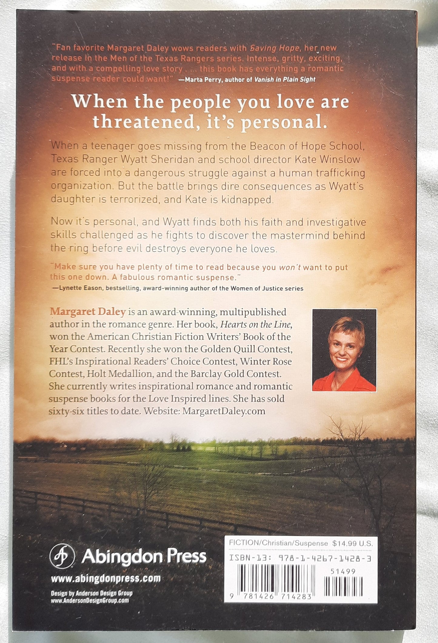 Saving Hope by Margaret Daley (Men of the Texas Rangers #1, Very good, 2012, Pbk, 335 pages, Abingdon Press)
