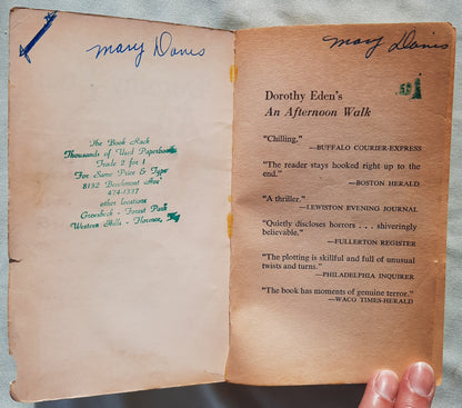 An Afternoon Walk by Dorothy Eden (Good, 1972, Pbk, 224 pages, Fawcett Crest)