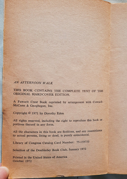 An Afternoon Walk by Dorothy Eden (Good, 1972, Pbk, 224 pages, Fawcett Crest)