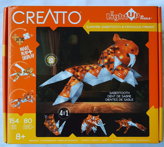 Light Up 3D Puzzle: Sunshine Sabertooth & Ferocious Friends by Creatto (New, 2021, Age 8+)