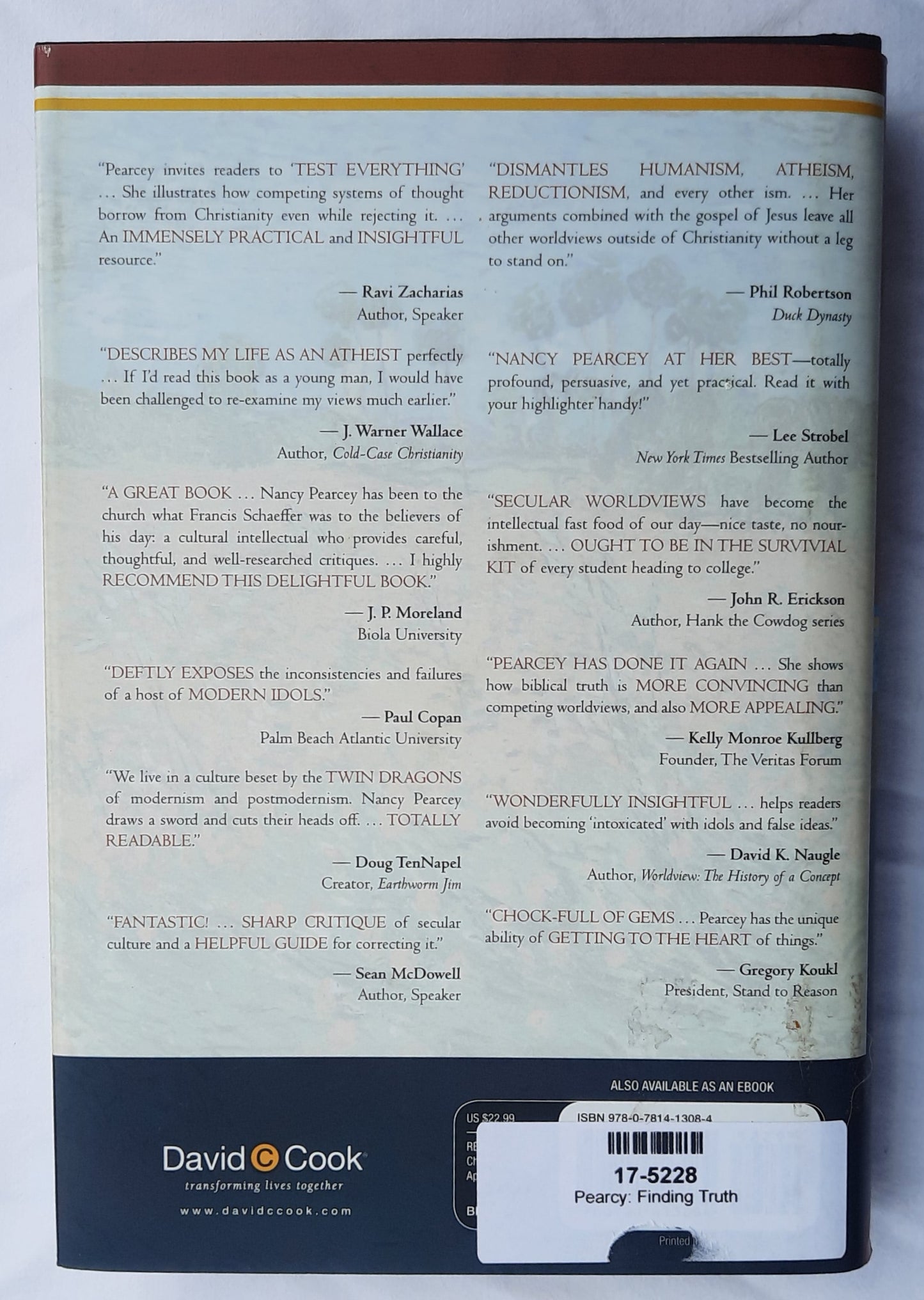 Finding Truth: 5 Principles for Unmasking Atheism, Secularism, and Other God Substitutes by Nancy Pearcy (Very good, 2015, HC, 383 pages, David C. Cook)