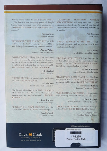 Finding Truth: 5 Principles for Unmasking Atheism, Secularism, and Other God Substitutes by Nancy Pearcy (Very good, 2015, HC, 383 pages, David C. Cook)